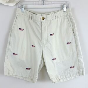 VINEYARD VINES Men's Chino Shorts Patriotic Embroidered Whales / Size 34 Waist